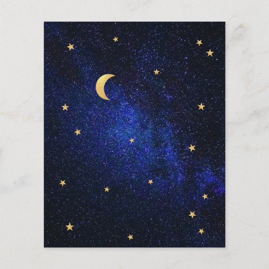 Papier Céleste Gold Star Moon Budget Faire-part de mariag (Dos)