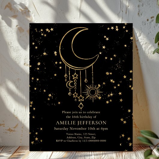 Papier Céleste Star Moon Budget Anniversaire Invitation