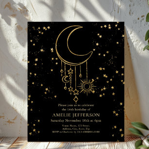 Papier Céleste Star Moon Budget Anniversaire Invitation