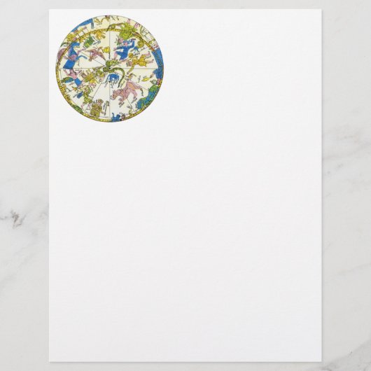 Papier Céleste Vintage, Sphère Arabe, Constellations (Devant)