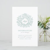 Papier Cercle vert d'informations des invités mariages fe (Debout devant)