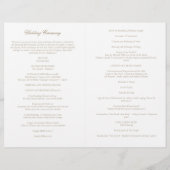 Papier Cérémonie de Mariage catholique d'or avec programm (Dos)