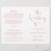 Papier Cérémonie de Mariage de script de coeur d'or Rose (Devant)