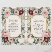 Papier Cérémonie de Mariage d'or rose floral (Devant)
