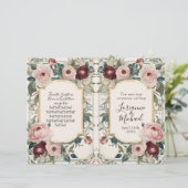 Papier Cérémonie de Mariage d'or rose floral (Debout devant)