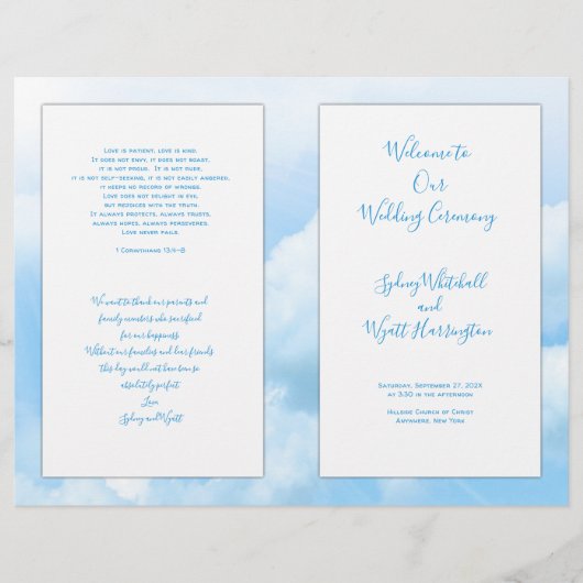 Papier Cérémonie des Mariages catholiques du ciel céleste (Devant)