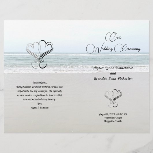 Papier Cérémonie des Mariages de mer et de sable Programm (Devant)