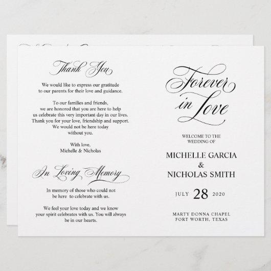 Papier Cérémonie mariage, Élégance classique Noir (Devant / Derrière)