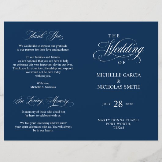 Papier Cérémonie mariage, Élégance classique Noir (Devant)