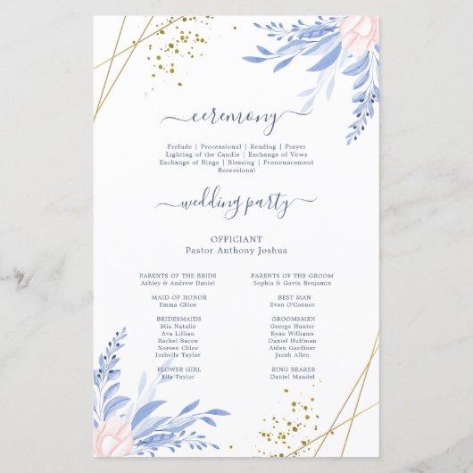 Papier Cérémonie Mariage réussie Blue Greenery (Dos)