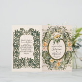 Papier Cérémonie victorienne Elegant Jaune Floral Mariage (Debout devant)