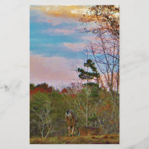 Papier Cerf avec ciel bleu rose