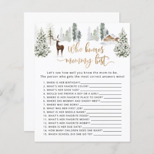 Papier Cerf de forêt Qui connaît maman meilleur jeu (Devant / Derrière)