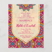 Papier Cerise mandala rangoli mariage invitation budgétai (Dos)