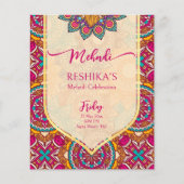 Papier Cerise mandala rangoli mehndi invitation budgétair (Devant)