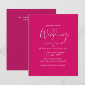 Papier Cerise Pink Script Typographie Mariage budgétaire (Devant / Derrière)