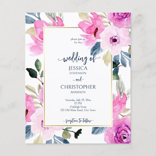Papier Cerise rose printemps fleurs budget invitation mar (Devant)