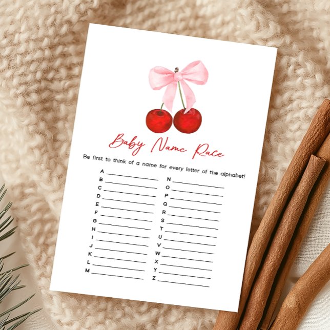 Papier Cerise sur le gâteau Jeu de devinette du nom de bé (Coquette Cherry on Top Baby Shower Game)