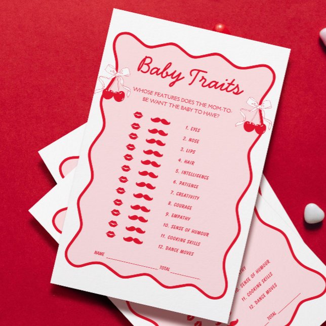 Papier Cerisier de Bow Baby shower Baby Traits Jeu (Créateur téléchargé)
