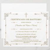 Papier Certificado de Bautismo Elegante (Devant / Derrière)