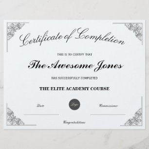 Papier Certificat bleu d'achèvement avec logo personnalis