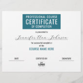 Papier Certificat Bleu Simple De Réussite (Devant)
