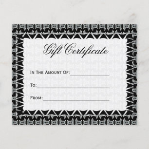 Papier Certificat cadeau Black White Tribal Motif