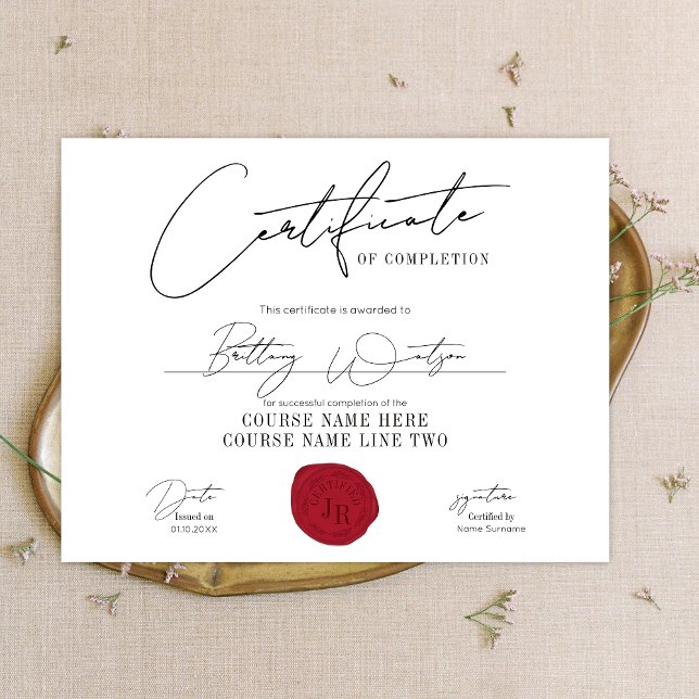 Papier Certificat Certificat Élégant Diplôme Red Wax Seal (Créateur téléchargé)