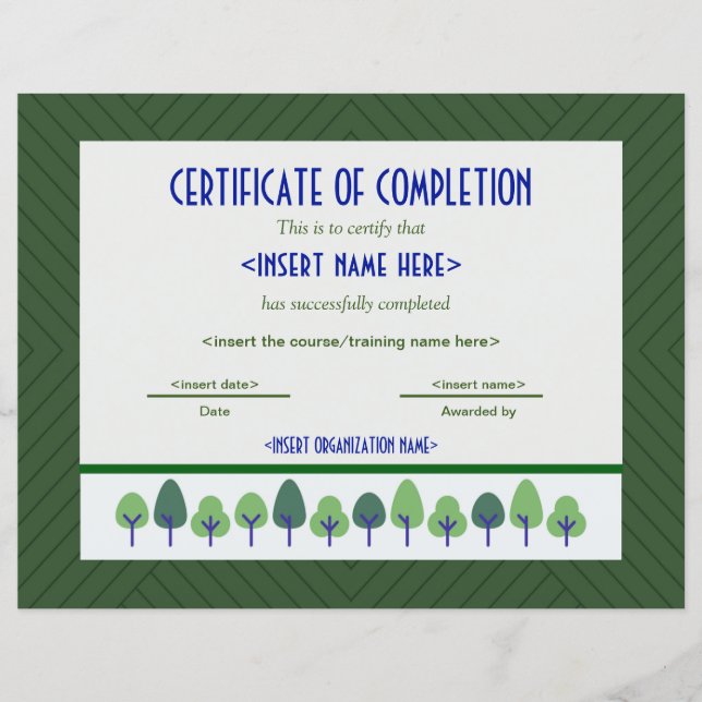 Papier Certificat d'achèvement (Devant)