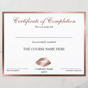 Papier Certificat d'achèvement Accréditation Lips de cour