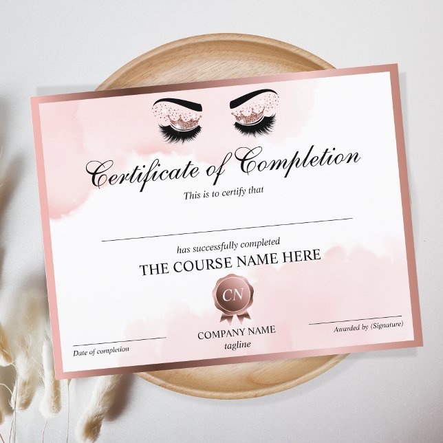 Papier Certificat d'achèvement de la formation Cils Achèv (Créateur téléchargé)