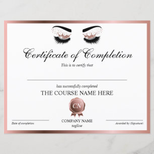 Papier Certificat d'achèvement de la formation Cils Achèv