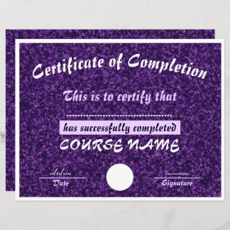 Papier Certificat d'achèvement de la gloire violette