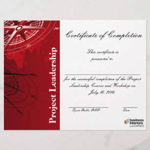 Papier Certificat d'achèvement de l'atelier de direction