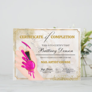 Papier Certificat d'achèvement de l'octroi Technicien de