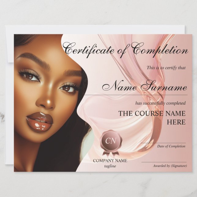 Papier Certificat d'achèvement de maquillage (Devant)
