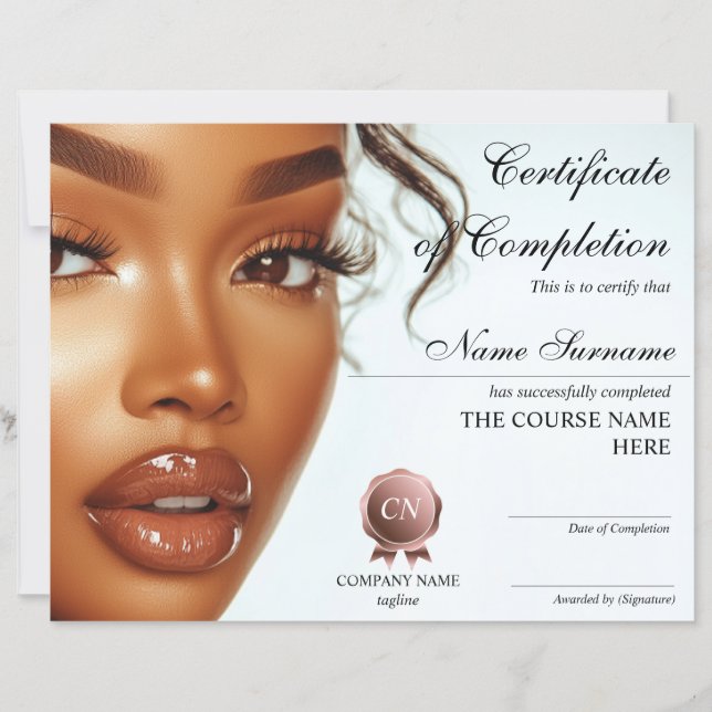 Papier Certificat d'achèvement de maquillage (Devant)