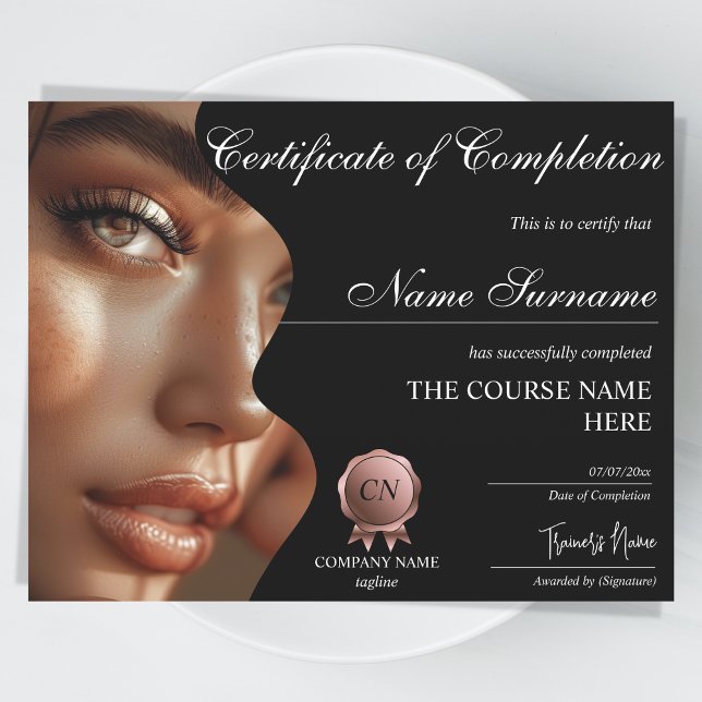 Papier Certificat d'achèvement de maquillage (makeup beauty certificate)