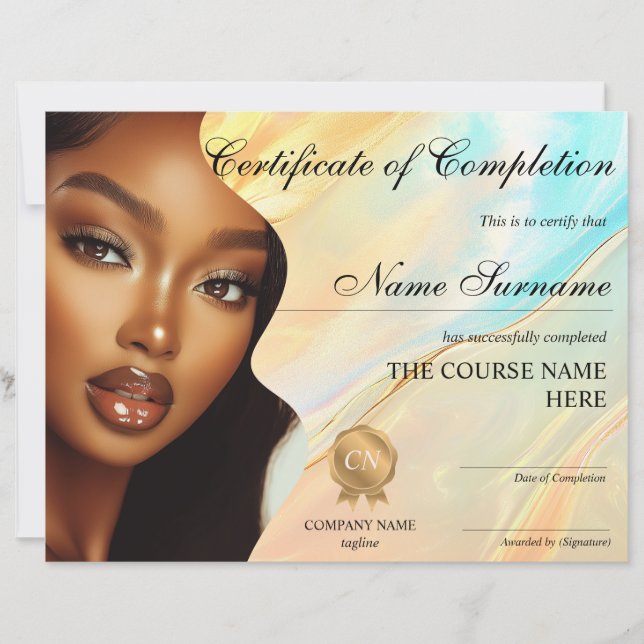 Papier Certificat d'achèvement de maquillage (Devant)