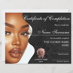 Papier Certificat d'achèvement de maquillage