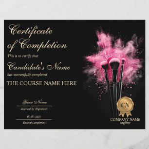 Papier Certificat d'achèvement de maquillage
