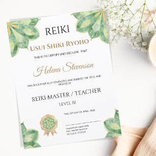 Papier Certificat d'achèvement de Reiki Yoga
