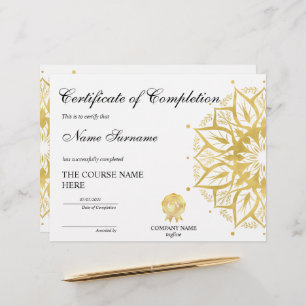Papier Certificat d'achèvement de Yoga Lotus