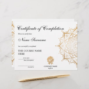 Papier Certificat d'achèvement de Yoga Lotus