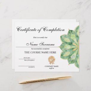 Papier Certificat d'achèvement de Yoga Lotus