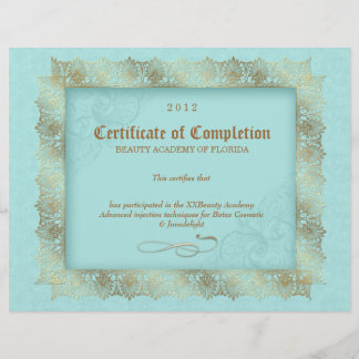 Papier Certificat d'achèvement Diplôme Beauté Bleu