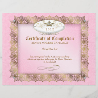 Papier Certificat d'achèvement Diplôme Beauté rose
