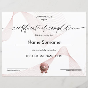 Papier Certificat d'achèvement Diplôme de participation