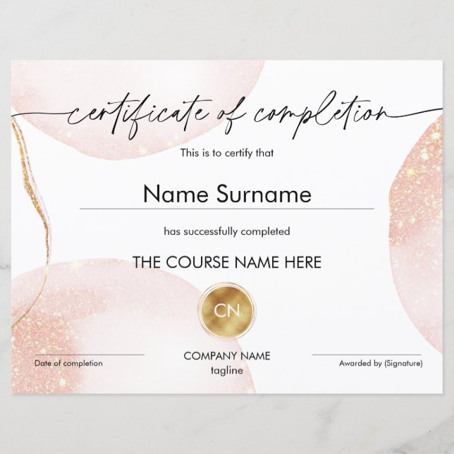 Papier Certificat d'achèvement Diplôme de participation (Devant)
