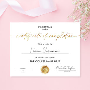 Papier Certificat d'achèvement Diplôme de participation